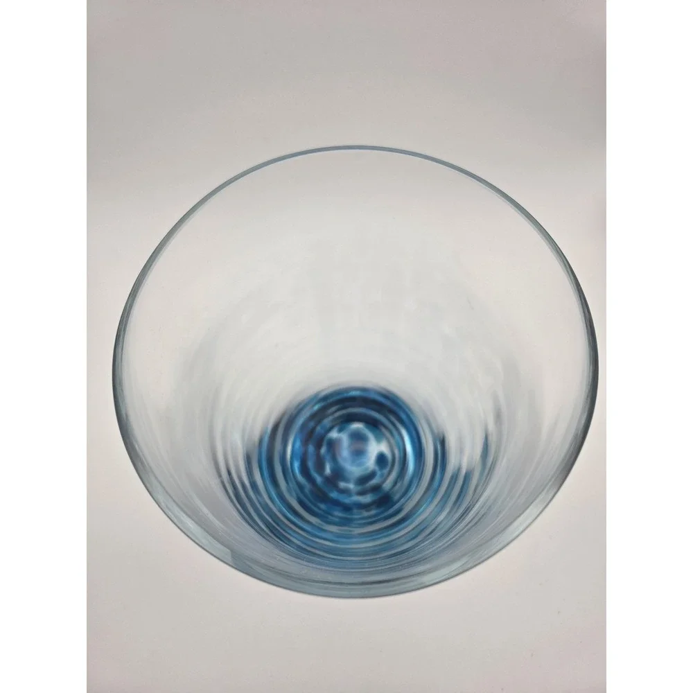 Caithness Scotland Art Glass Vase Blue Controlled Bubble Base Signed Label 9